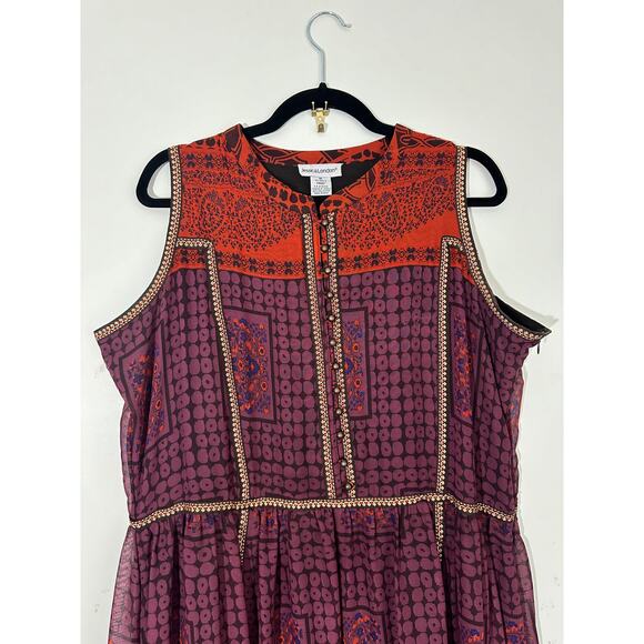 Jessica London Maxi Lagenlook Bohemian‎ Boho Dress 18 Plus Print Purple Ombr Red - Picture 2 of 9